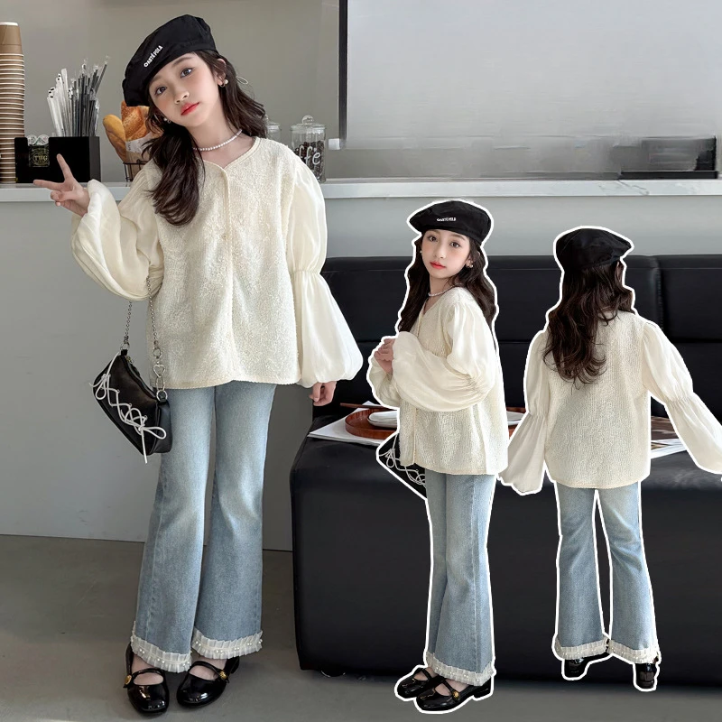 

Girls Clothes Blouses Children 2024 New Spring and Summer Top Clothes Simple Casual Style All-match Blouses Korean Simple Style