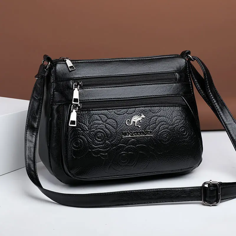 Vrouwen Moeder Tas Middelbare leeftijd Ouderen Schouder Messenger Crossbody Tas Portemonnees Handtassen Bolsa 3 Ritsen_voghion.com