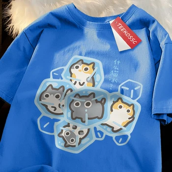 قطط جليدية، رسوم متحركة مرحة، قطط، ملابس مطبوعة، مقاسات كبيرة 11