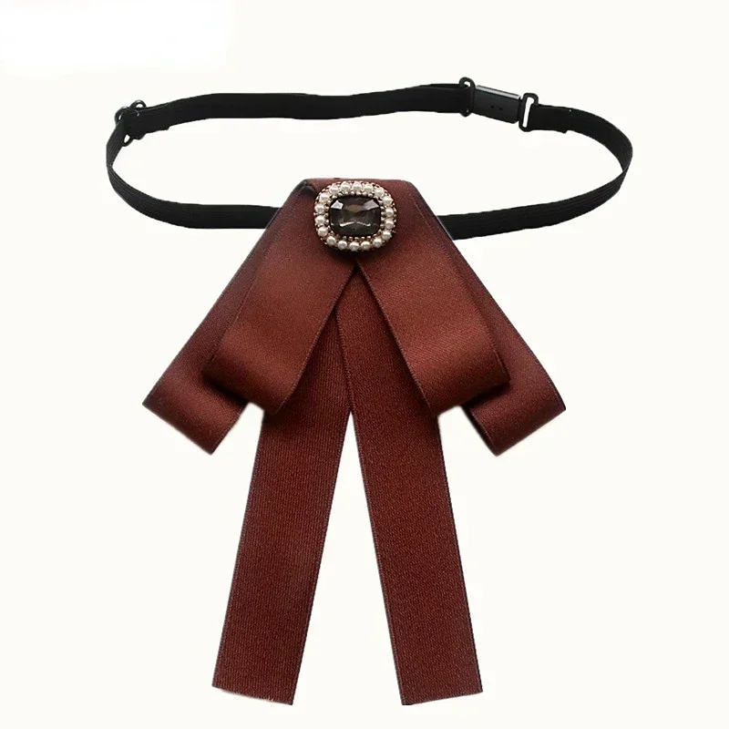 Spilla A Fiocco Con Strass E Perle Per Donna, Cravatta Pre-legata Regolabile Per Matrimonio E Feste, Regalo Elegante - 5