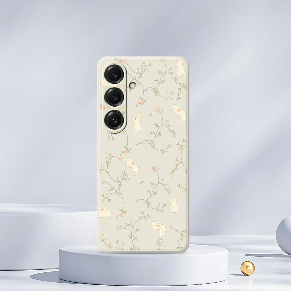 Charming Rabbit and Floral Soft Phone Case