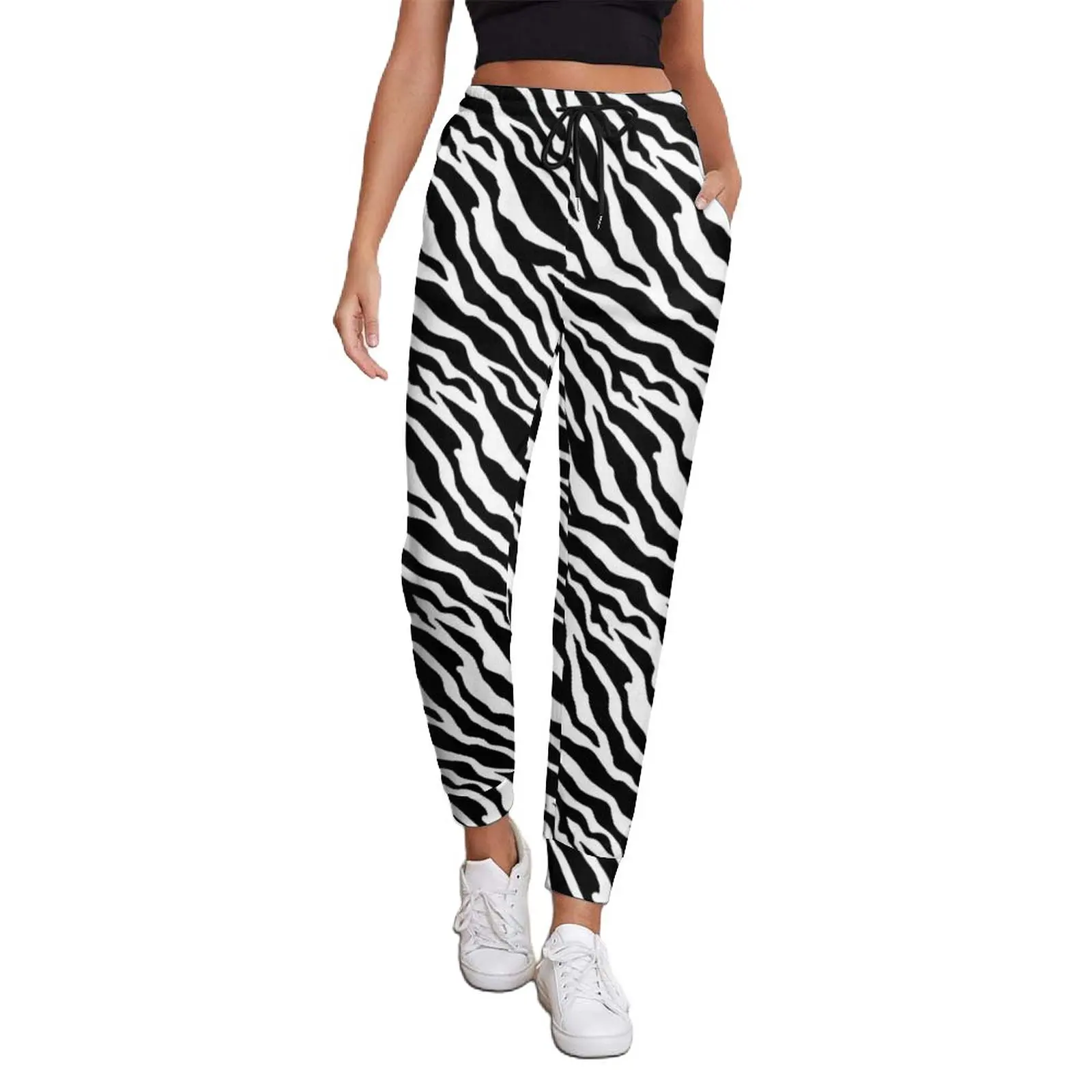 

Zebra Stripe Jogger Pants Animal Print Casual Oversized Sweatpants Spring Female Design Aesthetic Trousers