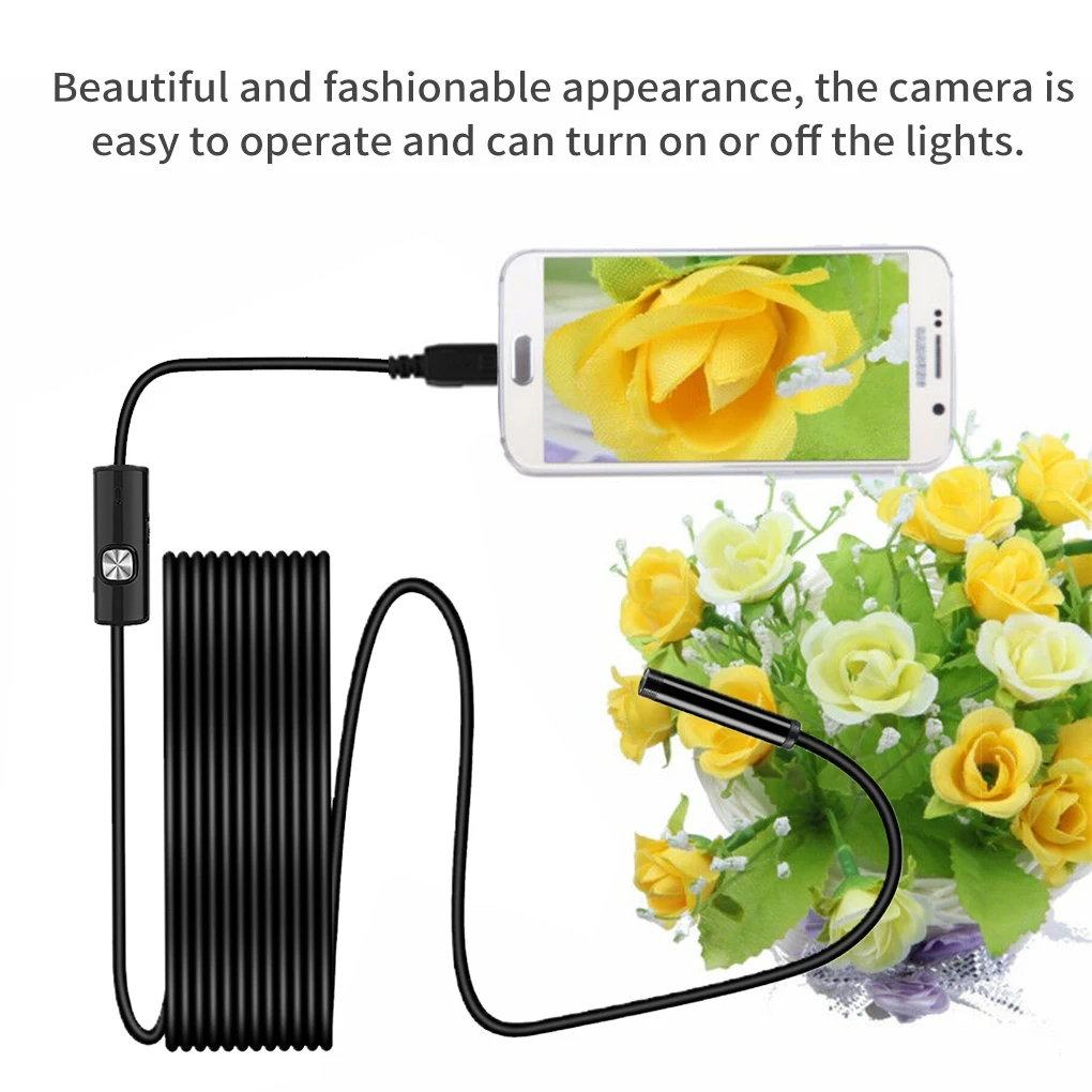 

Endoscope Camera 7mm HD Inspection Camera IP67 Waterproof USB 6LEDs Endoscope for Phone Computer, 1m