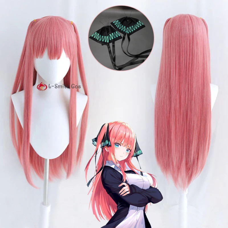 

The Quintessential Quintuplets Nakano Nino Cosplay Girls 80cm Long Wig With Hairpins Hair Halloween Party Role Play + Wig Cap