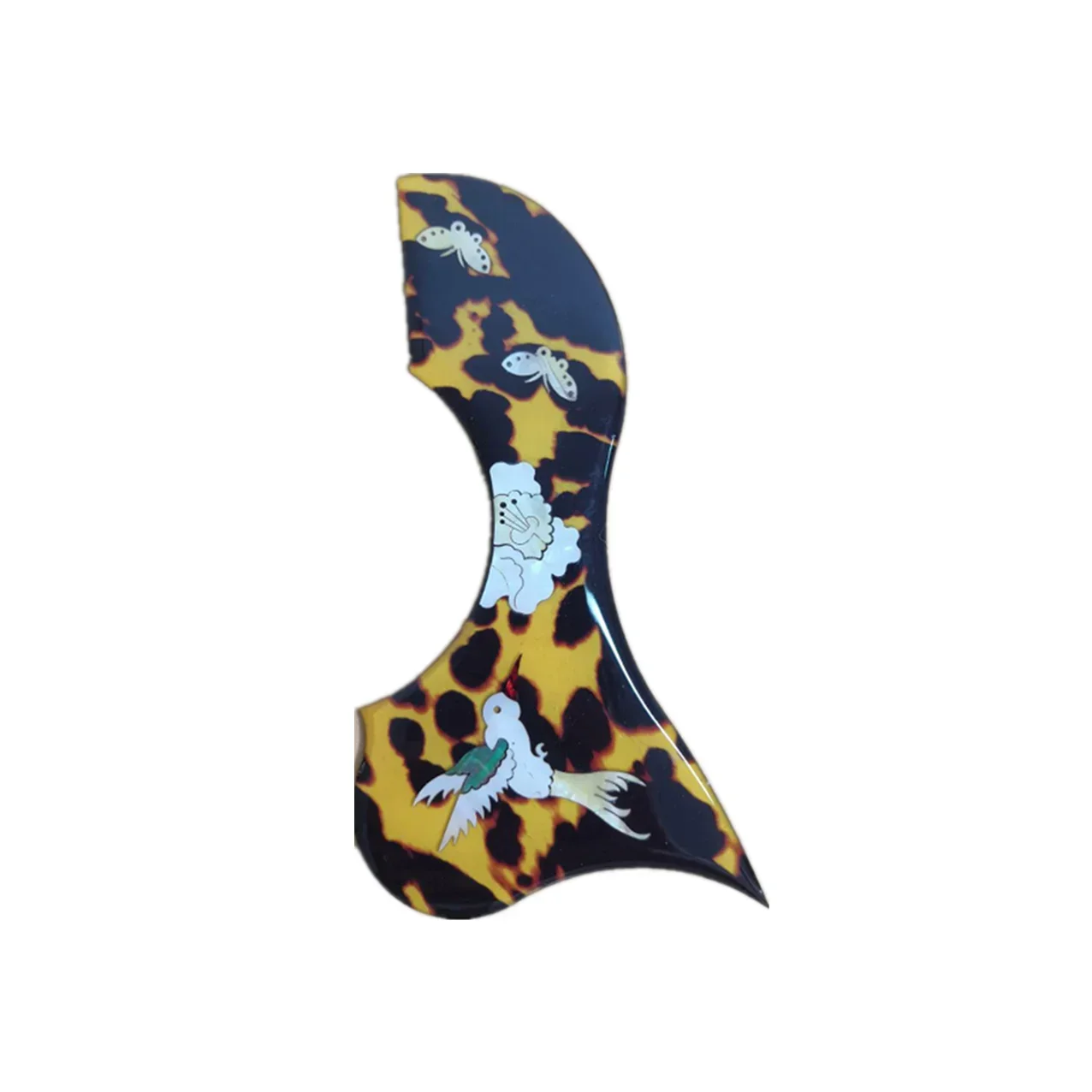 

Самоклеящиеся аксессуары для гитары Ukulele Celluloid Pickguard, аксессуары для гитары желтого цвета, инкрустация птичьей бабочки, настоящая морская инкрустация, бесплатная доставка