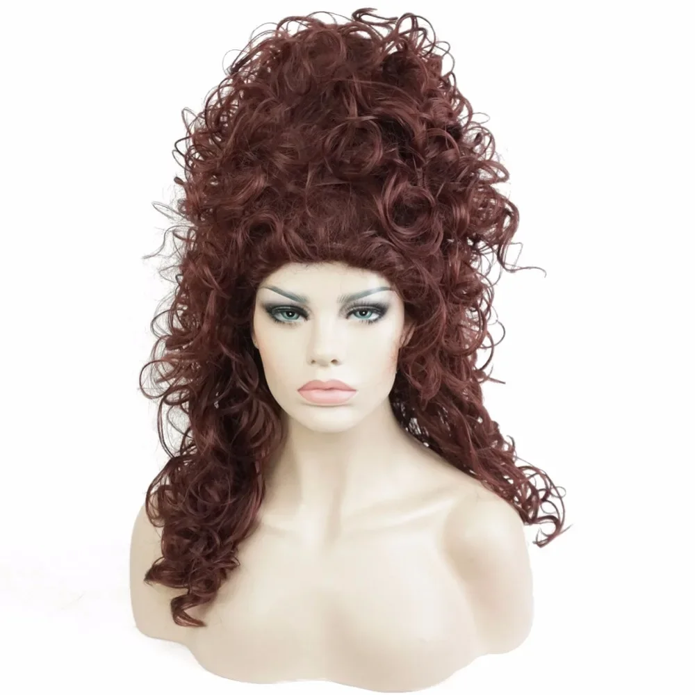

Lolita Long Dark Brown Curly Marie antoinette Auburn Witch Beehive Cosplay Wigs