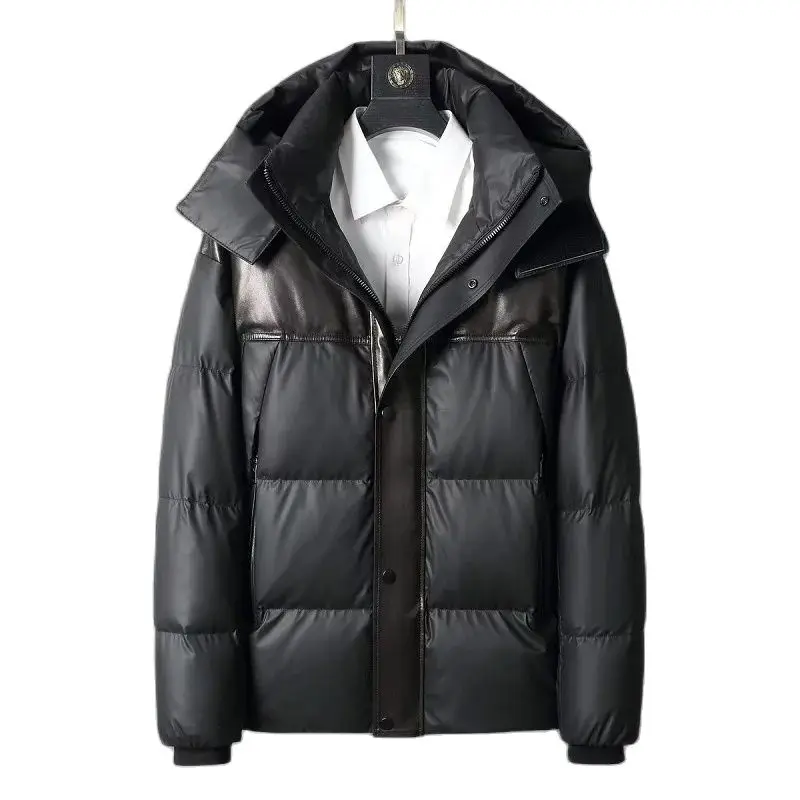 

Мужская куртка с капюшоном BATMO, теплая куртка из 2023 натуральной кожи на белом утином пуху, Z2339, зима 90%