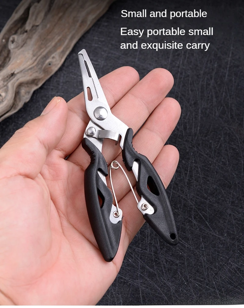 Description Picture 6 of itemMultifunctional Curved Mouth Road Sub Pliers Cutting Lines Uncoupling Fish Hooks Opening Coils Outdoor Fishing Tools Plier