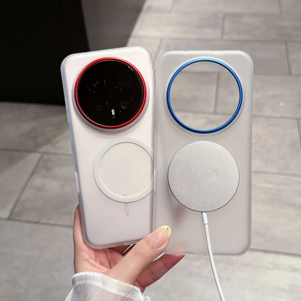 Frosted Translucent Matte Case with Metal Camera Ring Protective Cover