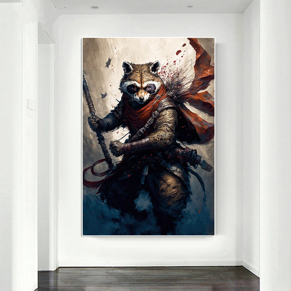 Disney Guardians Of The Galaxy Rocket Raccoon Portrait Poster Comic Graffiti Canvas Painting Vintage Wall Art Murale Room Decor