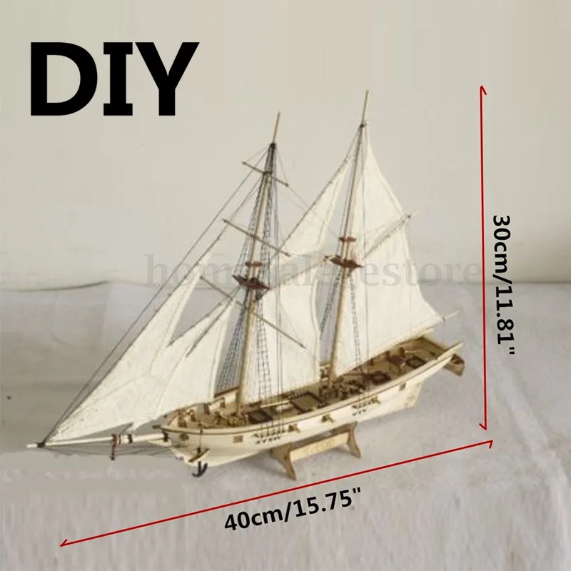1:100 Scale Wooden Wood Sailboat Ship Kits Home DIY Model Home Decoration Boat Gift Toy for Kids
