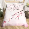 Cherry Blossoms Bedding Set Japanese Style Theme Pink Comforter Cover Set Printed Duvet Cover with Zipper Couple, Twin Size 4