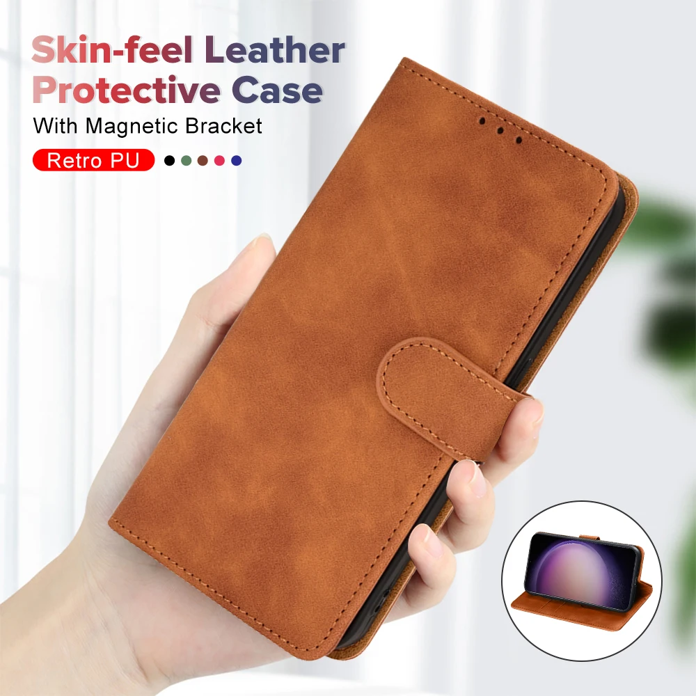 Samsungs23Fe Case Leather Magnetic Flip Back Cover For Samsung  Galaxy S23 Fe S23Fe S 23 F E Wallet Card Slot Book Stand Coque