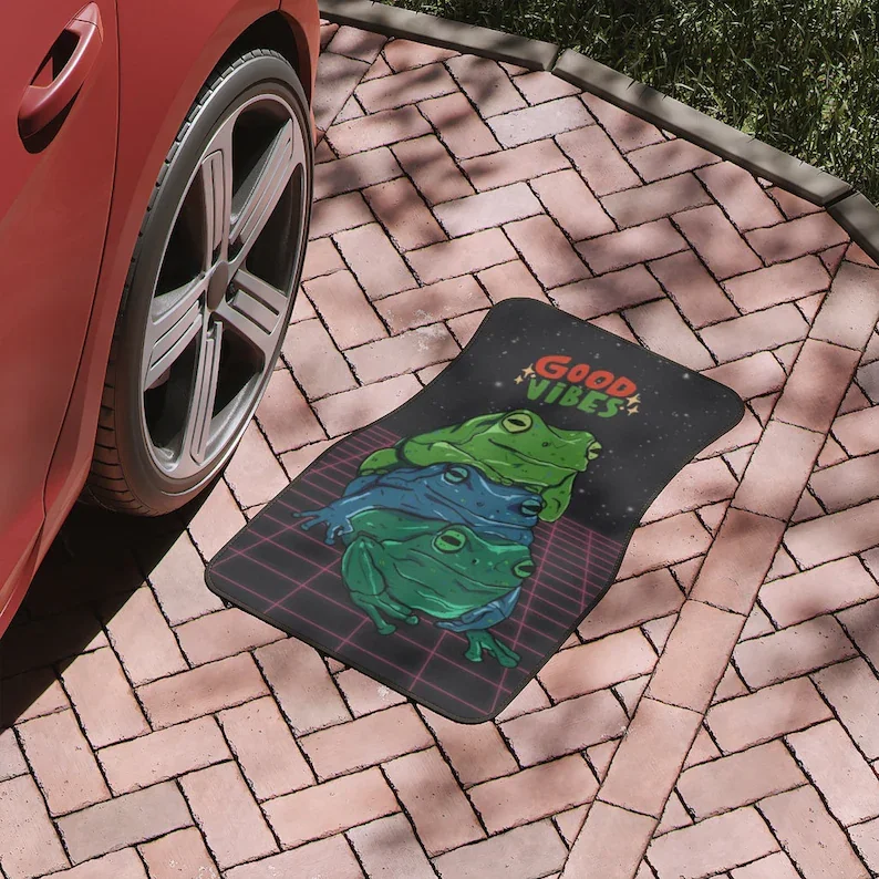 

Retro Frog car floor mat,Funny frog car accessories,80s retro neon Car Decors,Cool car accessories,frog interior car decor,groov