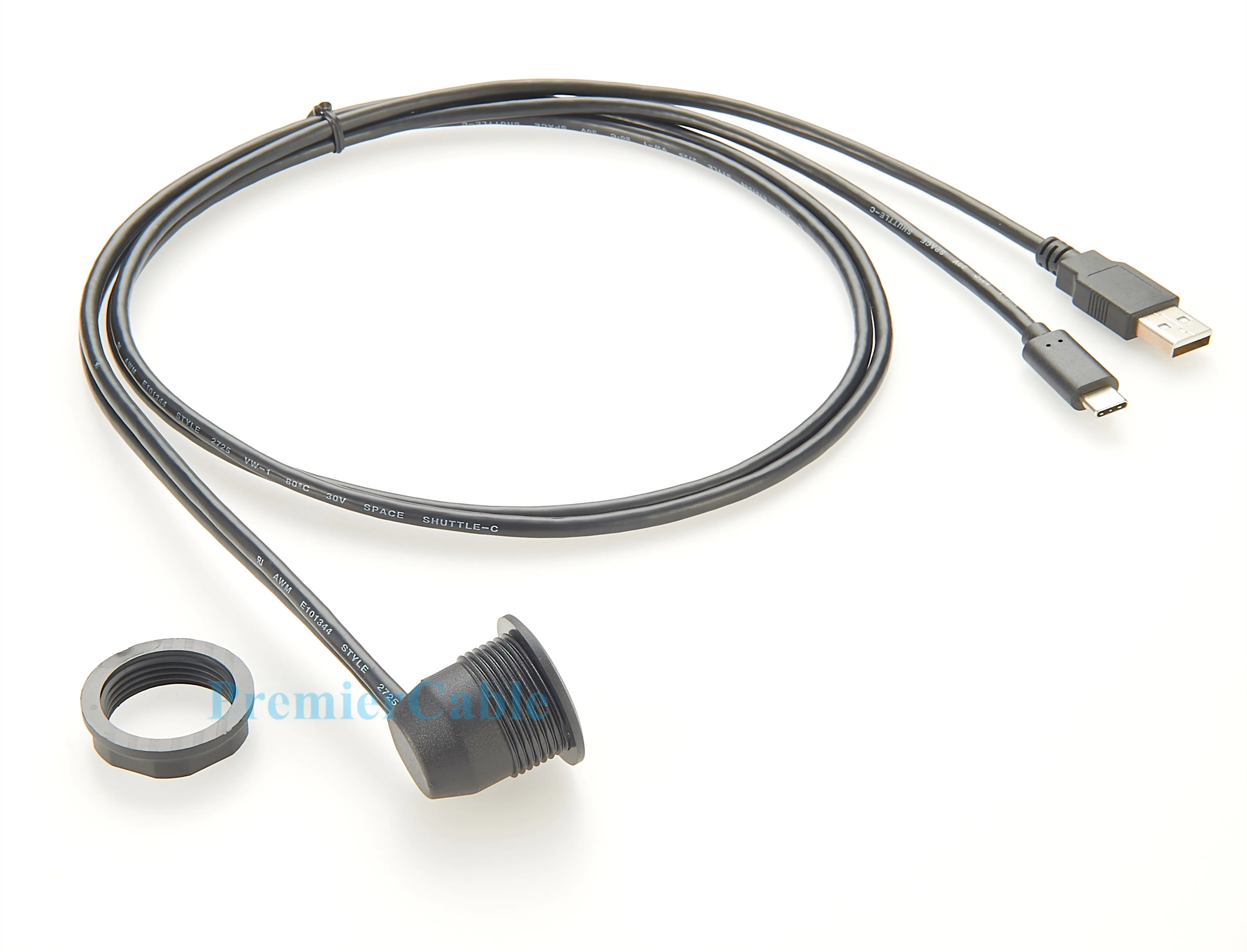Rechtwinkliges Dual-Port USB 2.0 A & Typ C Stecker-zu-Buchse Verlängerungskabel, Einbau-USB-C & USB-A Daten- und Ladekabel – Detail 3