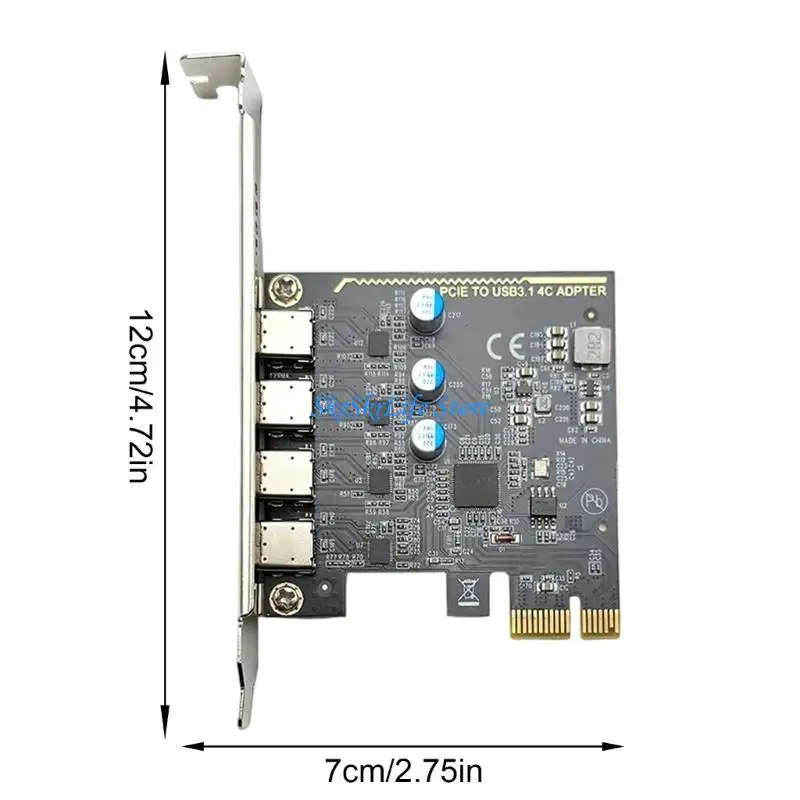 E65E 4포트 USB3.0 Type C PCIExpress 확장 카드 호환 다중 시스템