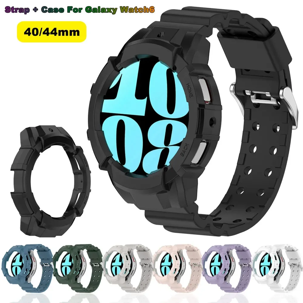 

Чехол и ремешок для часов Samsung Galaxy Watch 6 44 мм 40 мм, силиконовый браслет без зазоров, Защитные чехлы для часов Correa Galaxy watch 5 4