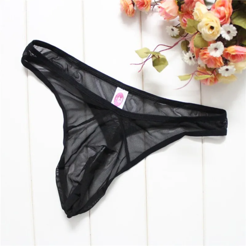 

Transparent Sexy Men's Thong Ultra-thin Mesh Low Waist Seduction Underpanties Solid See Througn Male G String Male Gift