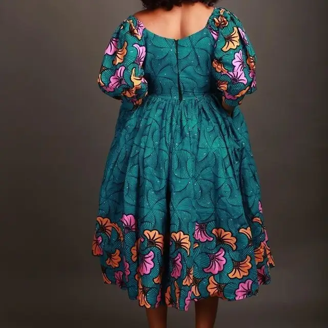Nefemi Gathered Print Dress - Image 3