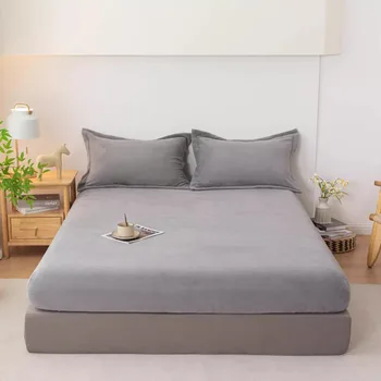 Housse de matelas chaude en peluche, matériau velours d'hiver, drap-housse doux, housse de lit épaisse et chaude, protection de matelas, plusieurs tailles 1