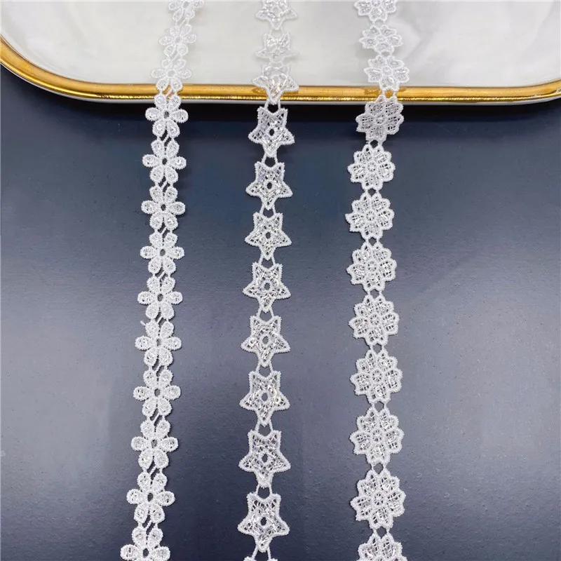 

20yards Sequin Lace for Children's Clothing Decoration Clavicle Chain Accessories Small Stars Small Flowers Embroidered Lace