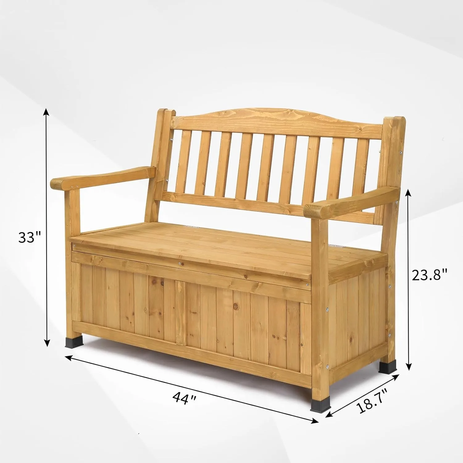 Outdoor Wood Storage Bench with Seating & Armrest 3