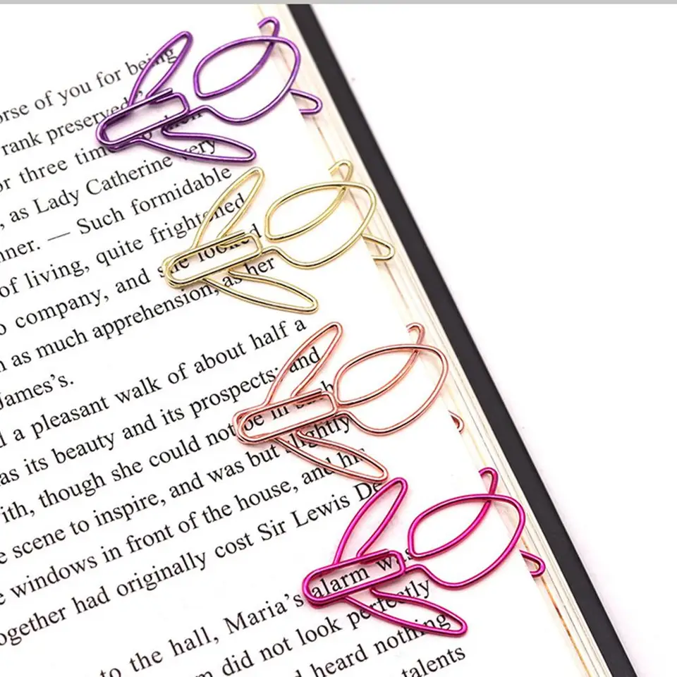 20 Colorful Tulip Flower Paper Clips - Decorative Metal Office & School Supplies