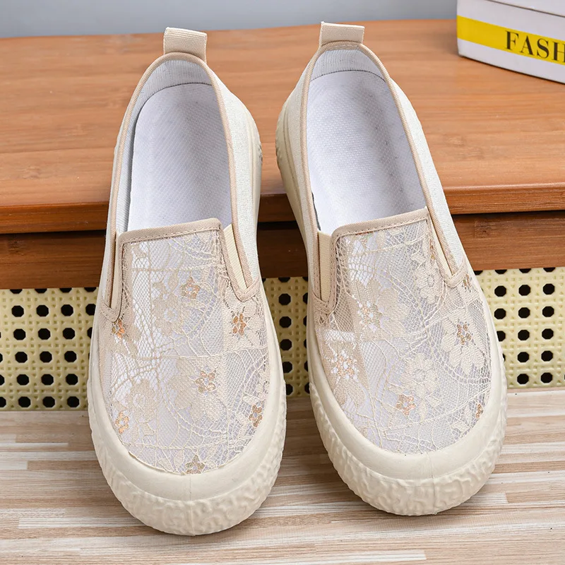Xiaoxiang Fisherman's Shoes Women's 2024 Summer New Breathable Hollow Mesh Shoes Casual Shoes Lace Mesh Thick Sole Single