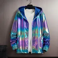 Veste de protection solaire printemps automne coloré visage brillant vêtements de protection solaire mince à la mode coupe-vent à capuche manteau veste vêtements de rue 1