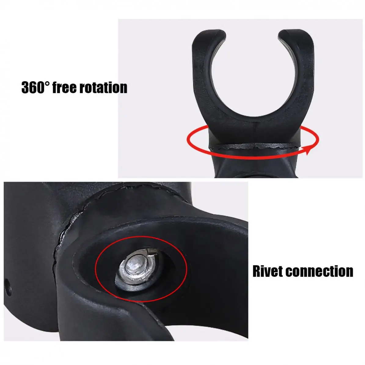360 Swivel Pedestal Cycle Bike Front Mount LED Headlight Holder Clip Rubber for 20-26mm Diameter Flashlight