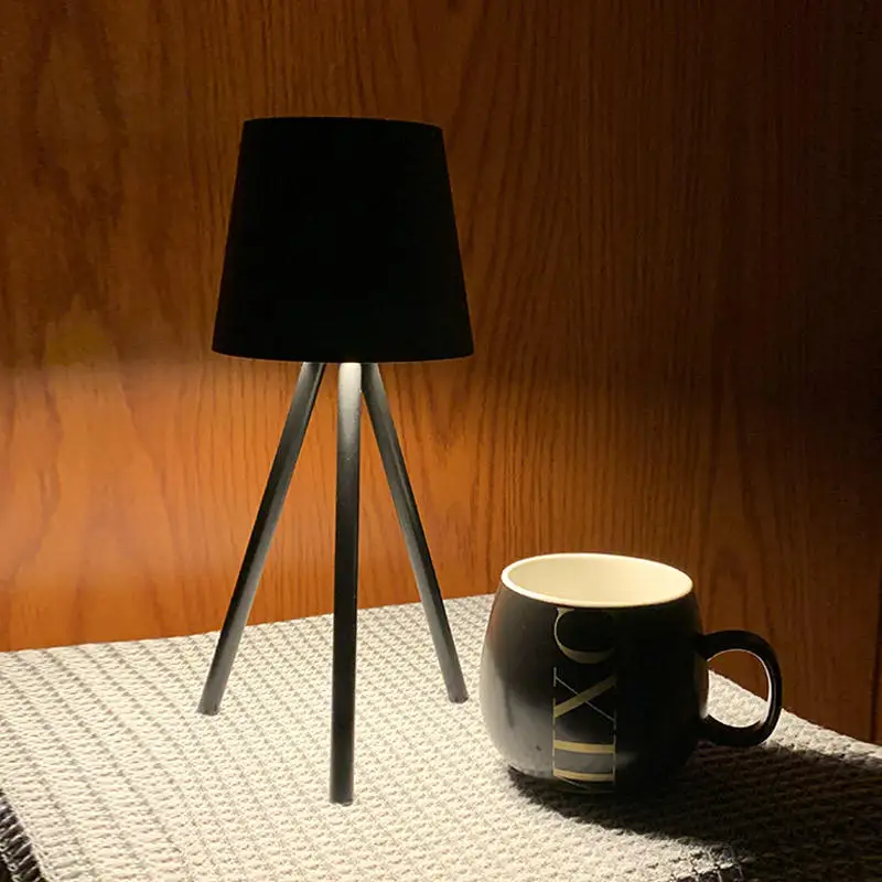 Modern cordless portable wireless design tripod desk lamp indoor lighting dimming tact switch night light fixture