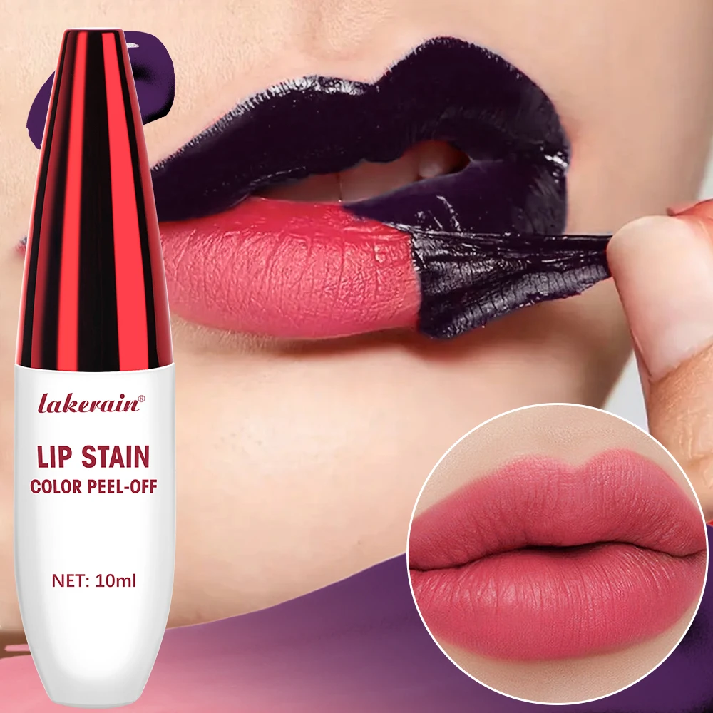 Peel Off Rose Pink Lip Gloss Matte Outline Contour Tattoo Lip Stain Waterproof Transfer Resistant Tear Off Natural Tint