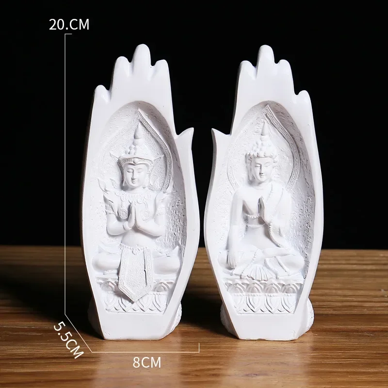 Creative Zen Both Hands Buddha Sculpture Chinese Home Bedroom Living Room Buddha Hall Resin Decor Handicrafts Bergamot Sculpture