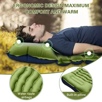 WESTTUNE Camping Sleeping Pad Ultralight Camping Mat with Pillow Built-in Foot Pump Inflatable Mattress for Backpacking Hiking 2