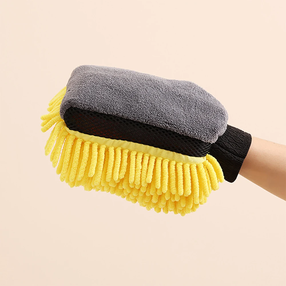 New Waterproof Car Wash Microfiber Chenille Gloves Thick Car Cleaning Mitt Wax Detailing Brush Auto Care Double-faced Glove