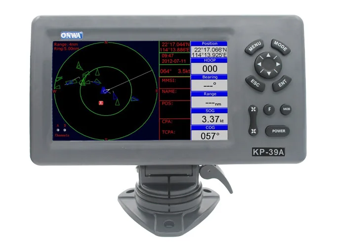 온와 KP-39A 7인치 GPS 차트 플로터 (클래스 B AIS 트랜스폰더, K-Chart 및 C-Map 업그레이드 버전)