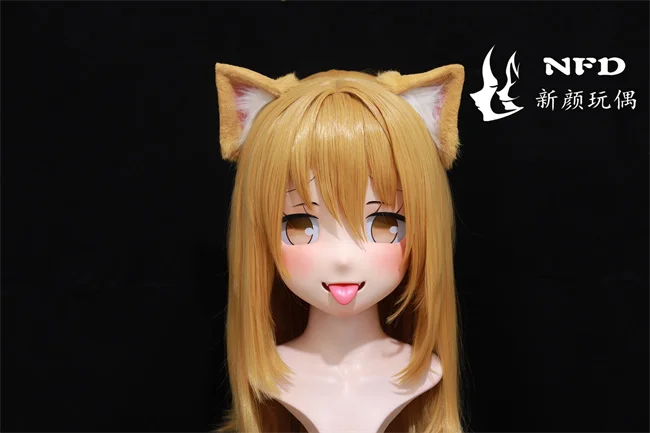 (Beast Eared Tiger) Full Head Super Sweet Female Resin Crossdressing Bjd Doll Kig Cosplay Maschera Kigurumi