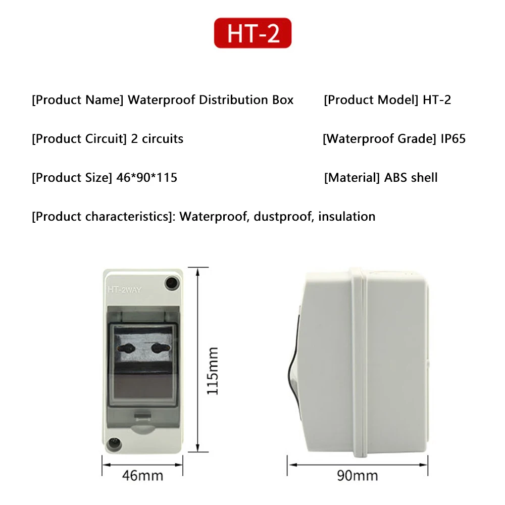 Outdoor IP66 Waterproof Circuit Breaker Box – PV Distribution Box, 4 Way, Dustproof Electrical Enclosure