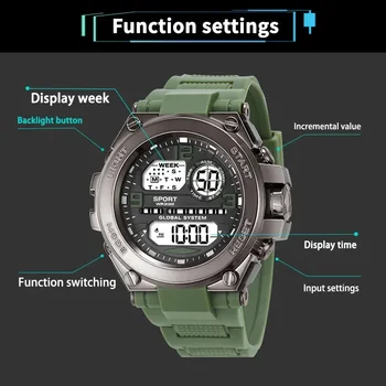 Men's Sports Watches 30M Waterproof Multifunction Clock Outdoor Military Digital Watch Smart Electronic Wristwatch for man Kids 11