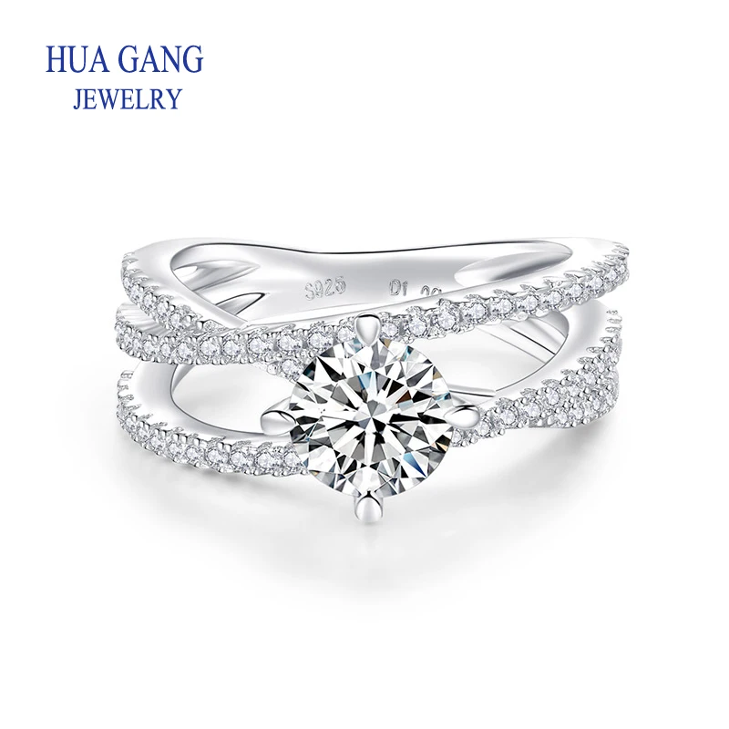 

Sterling Silver Wedding Rings for Women 0.5/1ct Moissanite Diamond Engagement Ring Anniversary Promise Rings for Her I Love You