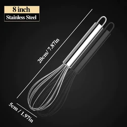 Premium Stainless Steel Manual Egg Beater - Durable Mixing Tool (8 inch)