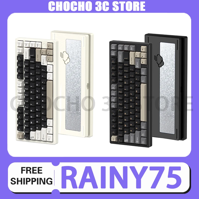 

Wob Rainy 75 Mechanical Keyboard Aluminum Bluetooth Gamer Wireless Keyboards Cnc Keyboard Gasket Hot Swap Rgb Backlight Gift