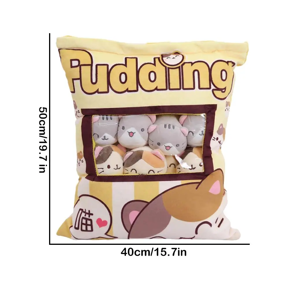 Cute Cat Snack Pillow Pudding Decorative, Stuffed Dolls With Cat Pudding Kawaii Toy Plush Plush Pillow Animal Gifts 3