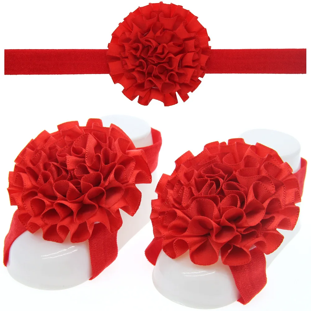 3PCS Flower Headband Baby Girls Barefoot Sandals Hair Foot Accessories Elastic Fashion Foot Decoration Kids Gift hair accessories hair bands hair headband accessories baby headband set