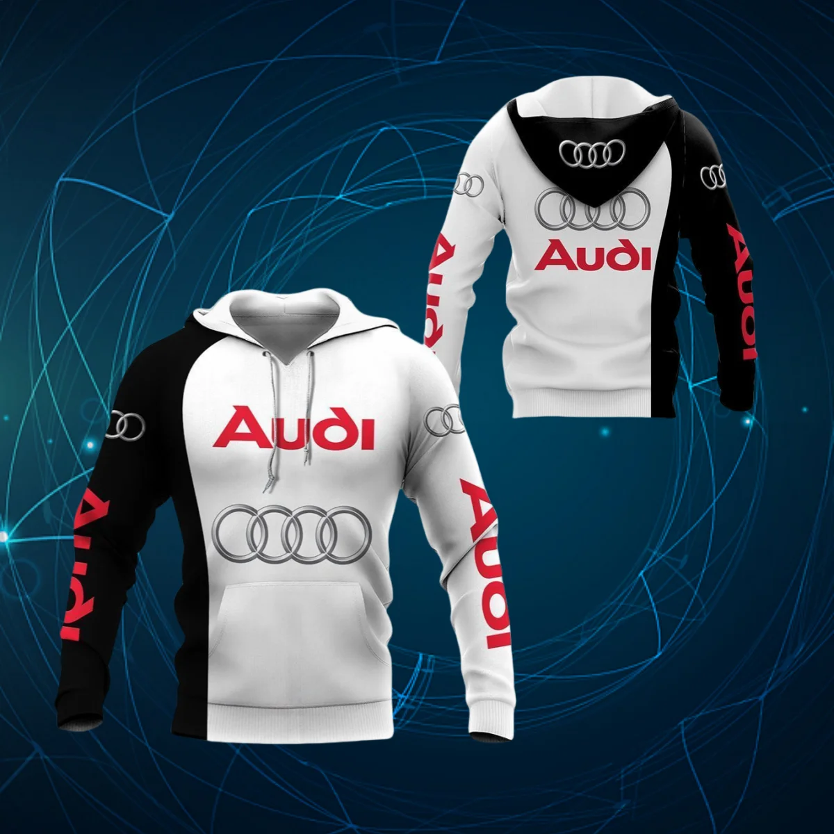 Audi Autumn and Winter Best-selling Adult Hoodie 3D Printing Breathable and Comfortable Men's Sports and Leisure Hoodie MOTO