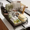 2 Tier Dish Rack with Drainboard Kitchen Dish Bowl Drainer Storage Rack Countertop Dinnerware Organizer Knife Fork Cup Holder 4