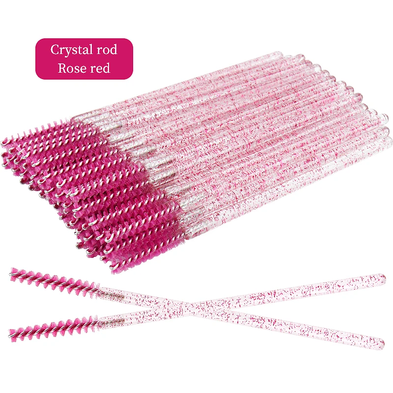 Crystal Diamond Handle Disposable Eyelash and Eyebrow Brushes - 50 Pack