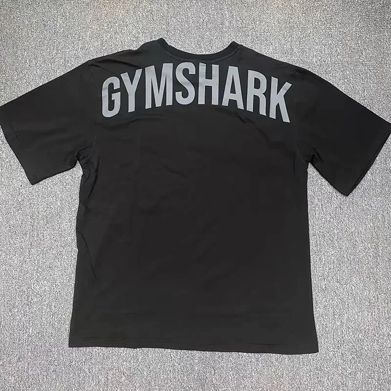 European and American Muscle Shark Street Fitness Gymshark Sports Short-sleeved Men's T-shirt Chris Training Strength Loose Top