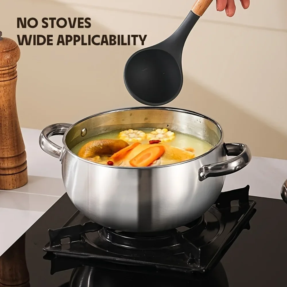 3pcs Stainless Steel Cookware Set with Lids Induction Compatible Thick Walls for Even Heating Dual Handles & Covers