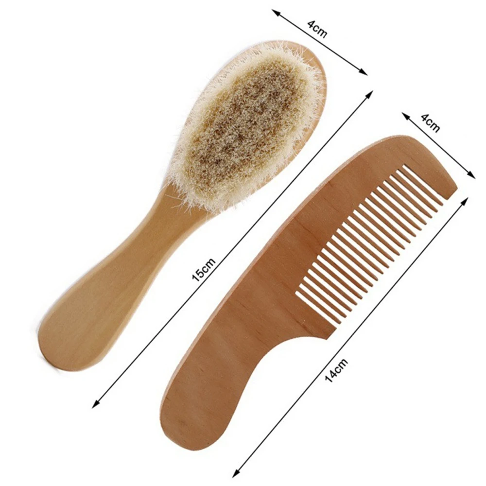 Newborn Baby Hair Bath Brush Comb Natural Wooden Soft Wool Brush Head Comb Infant Head Massager Portable For Kids hair comb curly hair brush hair brush comb hair comb set wooden handle brush head massager